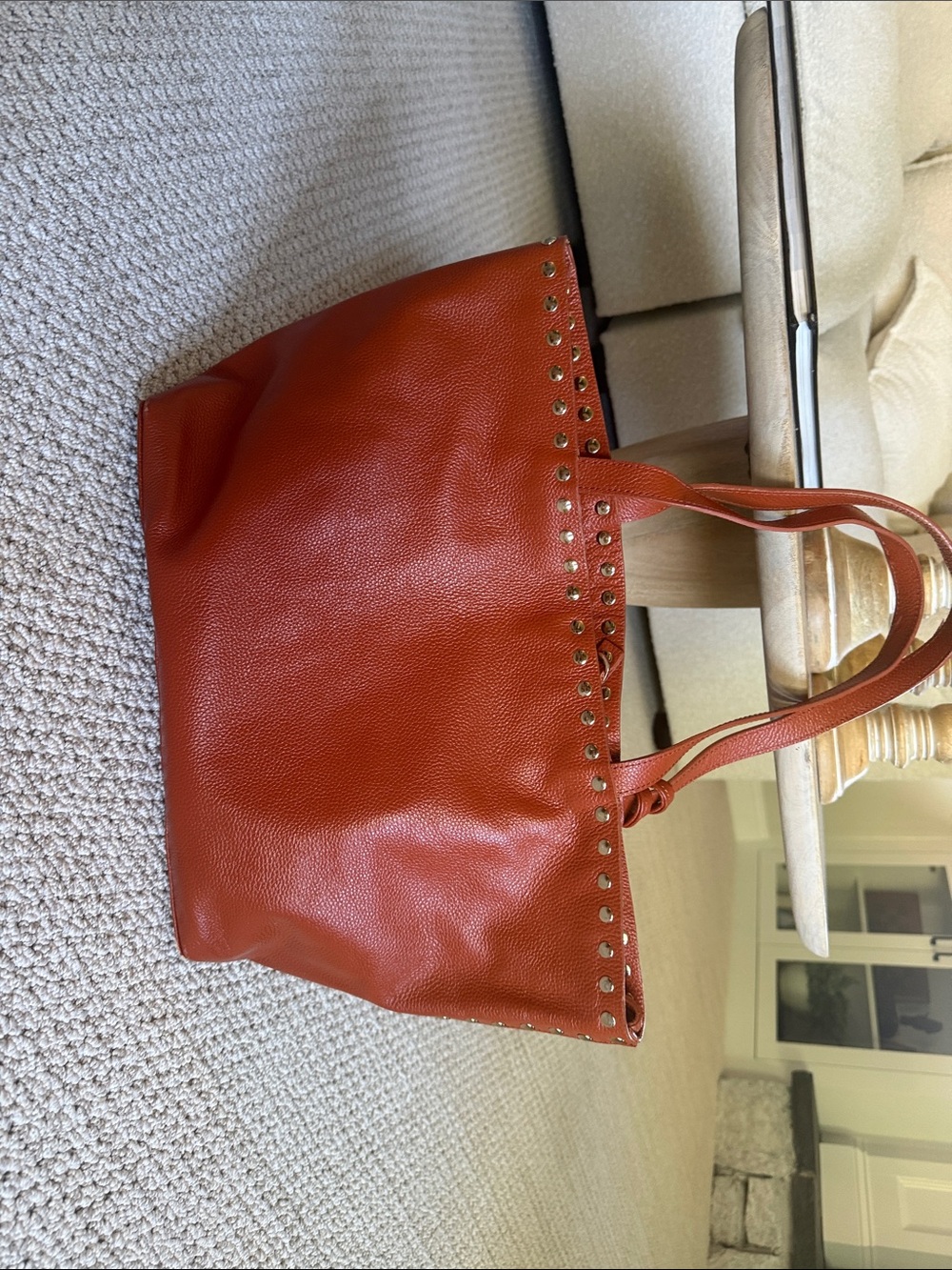 Women's Rust Stud-Trim Tote Bag